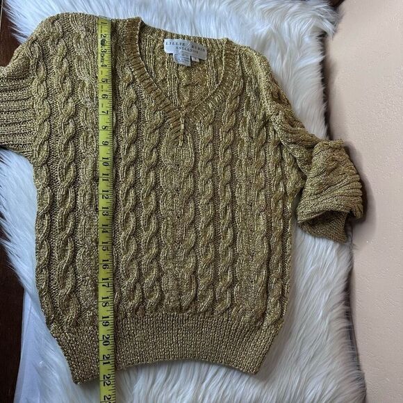 Lillie Rubin Exclusive Vintage Gold Metallic Beaded Sweater Size Small - Picture 8 of 10